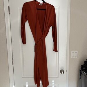 Vince Silk Terracotta Wrap Dress